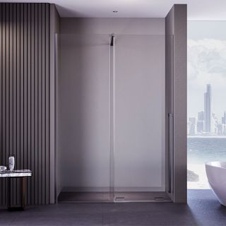 Душевая дверь Veconi Premium Trento PTDW-50GR, 1500x2000, брашированный графит, стекло прозрачное