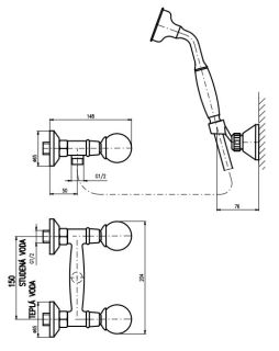Смеситель для душа Rav Slezak Brilliance BRILLIANCE180.5/2 хром