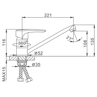 Смеситель для кухни Frap F49701-B хром