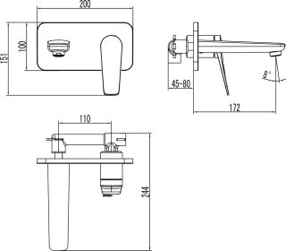 Смеситель для раковины Lemark Bronx LM3726GM С ВНУТРЕННЕЙ ЧАСТЬЮ графит