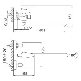 Смеситель для ванны и душа Frap F2248 Сатин
