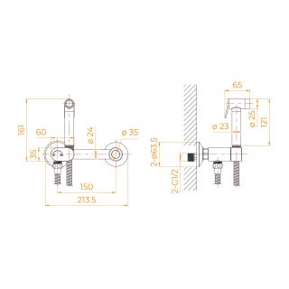 Гигиенический душ RGW SP-216Gb 581408216-06 с поворотным управлением брашированное золото