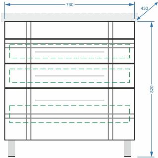Тумба под раковину Stella Polar Опера 80см патина серебро SP-00000015