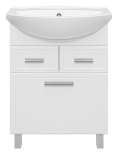 Напольная тумба под раковину Misty Стелла 65см с двумя ящиками и бельевой корзиной белый