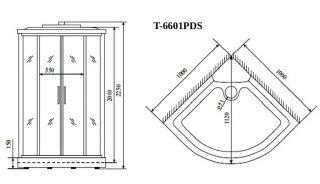 Душевая кабина Timo PDS T-6601PDS 100x100 см профиль хром стекло матовое