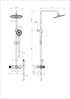 Душевая стойка Wonzon & Woghand WW-B3097-A-MB с термостатом чёрный матовый