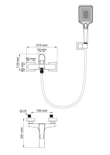 Смеситель для ванны с душем Wonzon & Woghand Flex WW-88037072-BGM тёмный графит