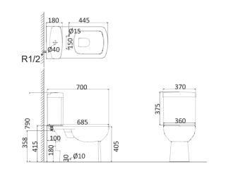 Унитаз напольный Creo TOURS TO1002N+TO1003N+TO1001N