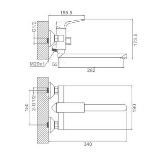 Смеситель для ванны Prohanss P62.22.09 графит