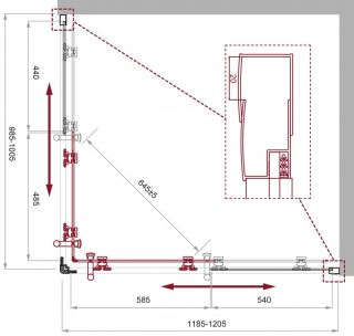Душевой уголок BelBagno Uno 120x100см чёрный UNO-195-AH-2-120/100-C-NERO