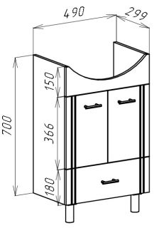 Тумба под раковину Bellezza Уют 50см белый 00000002070