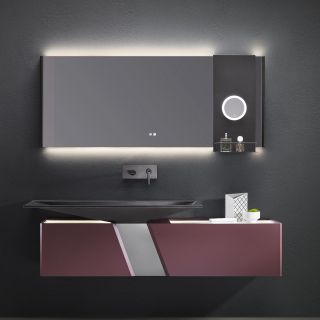 Комплект мебели для ванной Black&White Gravity V-2438 Unihopper drawers Steel no-hole mirror LED Anti-fog