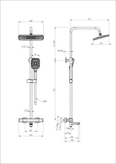 Душевая стойка Wonzon & Woghand Stay 2 WW-B3016-T1-MB с термостатом чёрный матовый