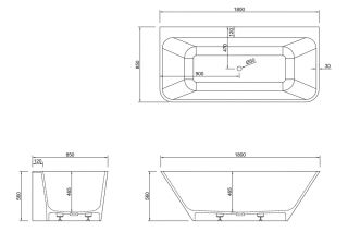 Ванна из искусственного камня ABBER Stein AS9619 180x85см белый матовый