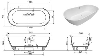 Ванна из литьевого мрамора Эстет Miami silk ФР-00014382 180x79см белый матовый