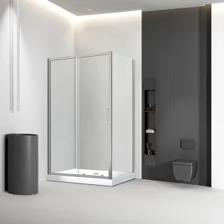 Душевой уголок Veconi Rovigo RV-046BС, 1300х900х1950, никель рашинг, стекло прозрачное