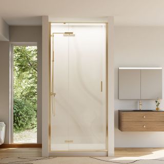 Душевая дверь Veconi Vianno VN-73G, 1200x1950, Золото брашинг, стекло прозрачное