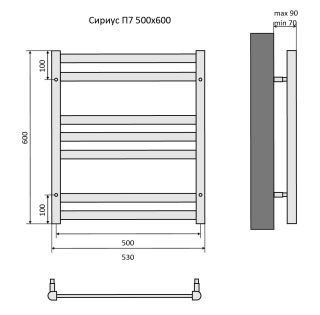 Водяной полотенцесушитель Aquatek Сириус AQ DP0760CH П7 50x60см хром