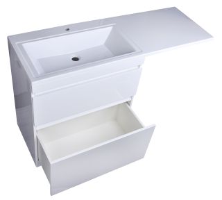 Тумба напольная под раковину Style Line "Даллас 140" СС-00002273 2 ящика, Люкс белая, PLUS под стиральную машинку