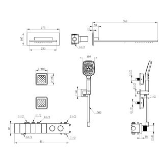 Душевой комплект Wonzon & Woghand WW-D4538-A-MW с термостатом белый матовый