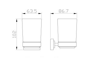 Стакан для зубных щеток с держателем Wonzon & Woghand Flat WW-9721 хром
