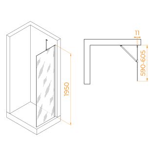 Душевая перегородка RGW WA-102Gb 351010206-16 60см брашированное золото