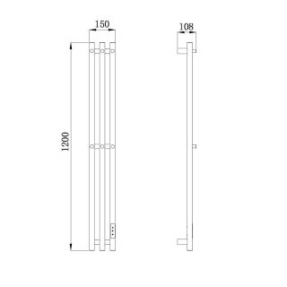 Полотенцесушитель электрический Raglo R350.17.09 15x120 см сенсорный с терморегулятором графит