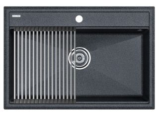 Комплект Paulmark: мойка Stepia 80 и ролл-мат Step PM117551-DG+R375-BS графит/брашированная нержавеющая сталь