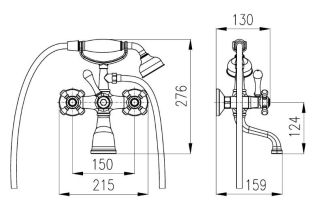 Смеситель для ванны Rav Slezak Morava Retro MK559.5/2SM бронза