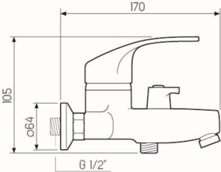 Смеситель для ванны с душем РМС SL85-009E хром