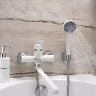 Смеситель для ванны с душем РМС SL77W-006E белый