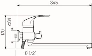 Смеситель для ванны с душем РМС SL85-006E хром