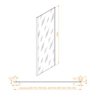 Боковая панель RGW Z-050-5 352205507-11 70см хром
