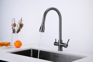 Смеситель для кухни Paulmark Lange La214212-GM воронёная сталь