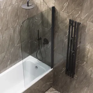 Шторка на ванну на монопетле by Deonria C-140-80-6-T-B 80см чёрный/прозрачный