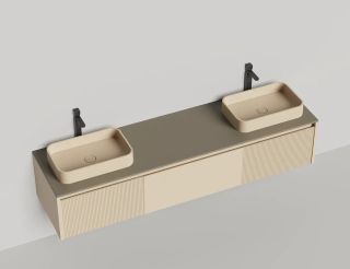 Подвесная тумба Salini Domino 27D120DF 200см эмаль с фрезеровкой для двух раковин